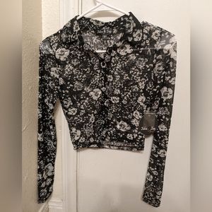 Floral mesh crop top
